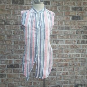 NWT Max Studio Button-Down Sleeveless Print Shirt